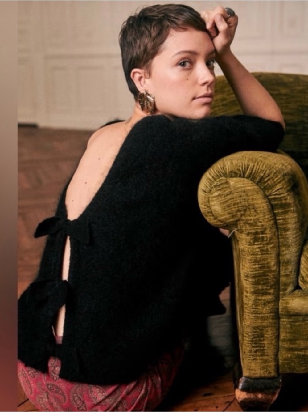 Sezane | Aurette Bow Back Jumper in Black Noir XS